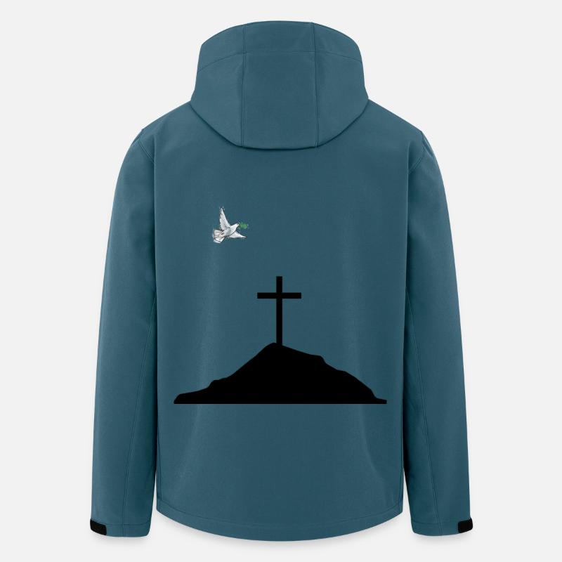 Friedenstaube und kreuz auf berg - Recycelte Männer Softshell-Jacke von Stanley/Stella - Dunkles Petrol