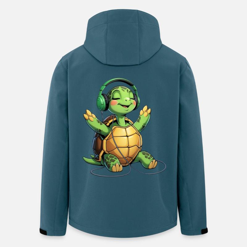 Musikturtle mit Kopfhörern - Recycelte Männer Softshell-Jacke von Stanley/Stella - Dunkles Petrol