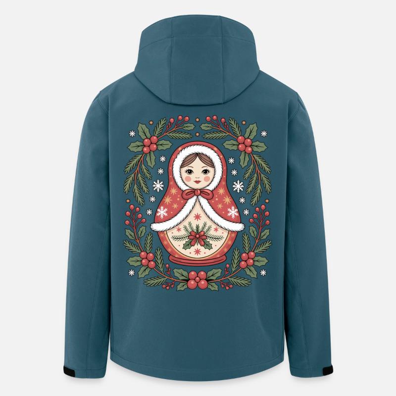 Matroschka Weihnachtspuppe - Recycelte Männer Softshell-Jacke von Stanley/Stella - Dunkles Petrol