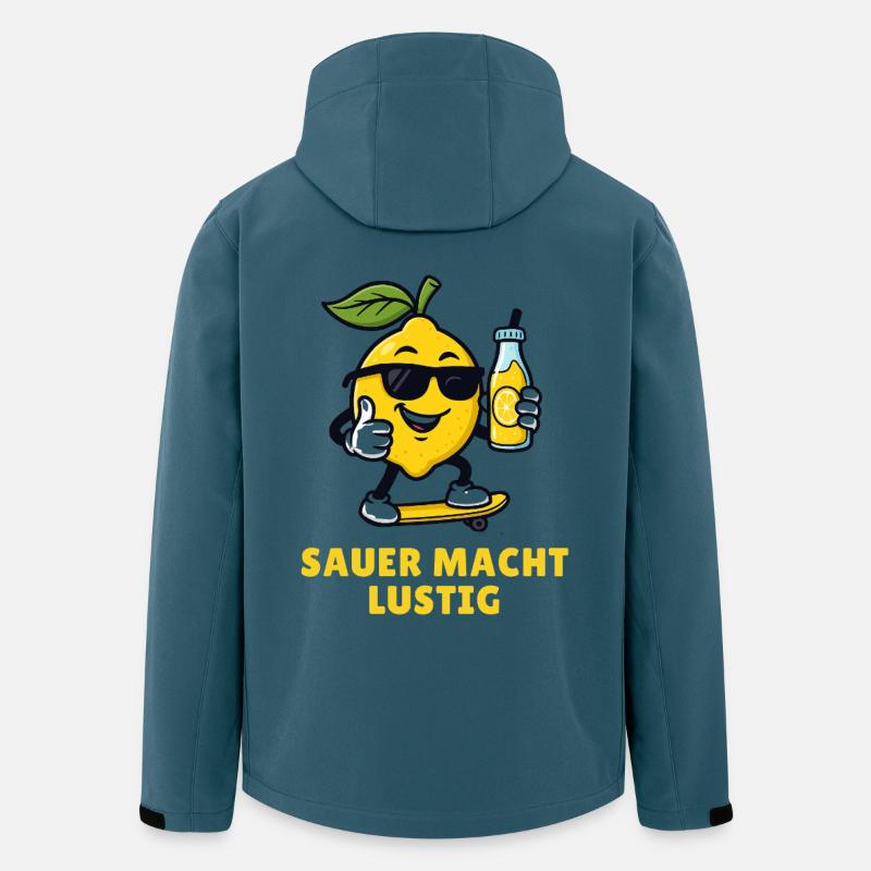 Sauer macht Lustig Zitrone Obst Illustrationen  - Recycelte Männer Softshell-Jacke von Stanley/Stella - Dunkles Petrol