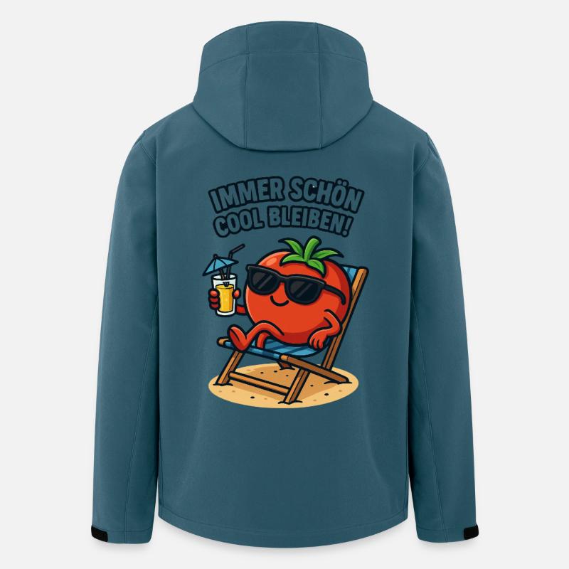 Sommer Tomate mit Sonnenbrille karikatur  - Recycelte Männer Softshell-Jacke von Stanley/Stella - Dunkles Petrol