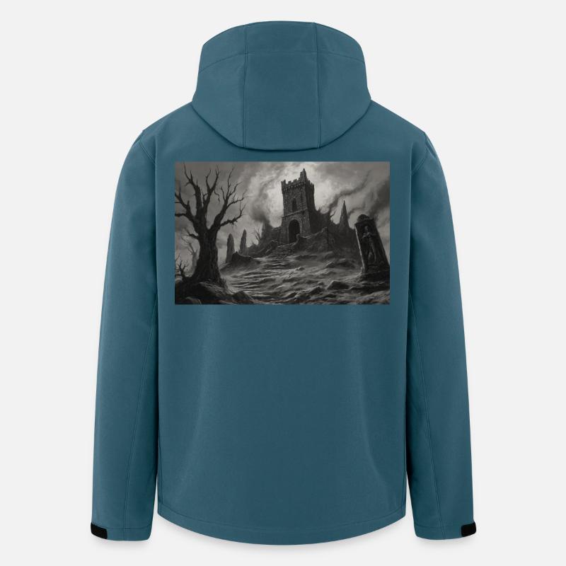 Landschaft einer mittelalterlichen Burgruine - Recycelte Männer Softshell-Jacke von Stanley/Stella - Dunkles Petrol