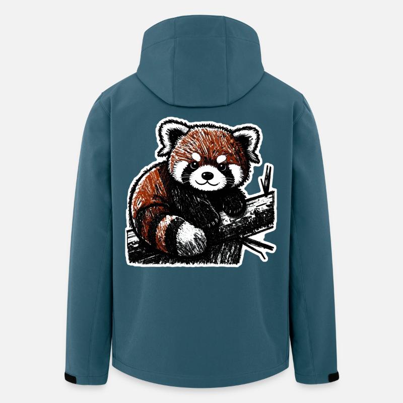 Niedlicher Roter Panda (Kohle/Buntstift) - Recycelte Männer Softshell-Jacke von Stanley/Stella - Dunkles Petrol