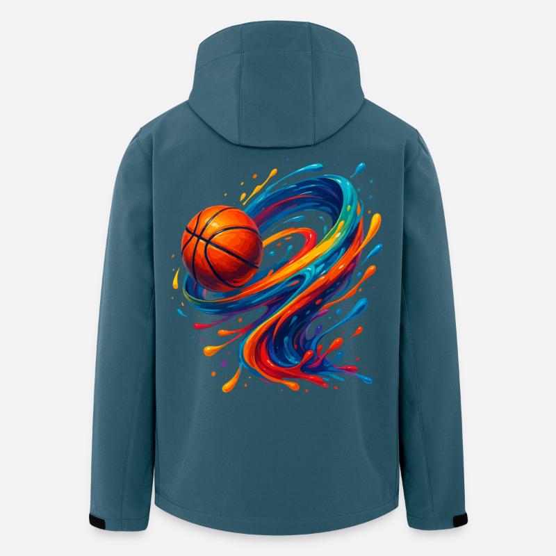 Lebendiger Orbit Basketball Splash - Recycelte Männer Softshell-Jacke von Stanley/Stella - Dunkles Petrol