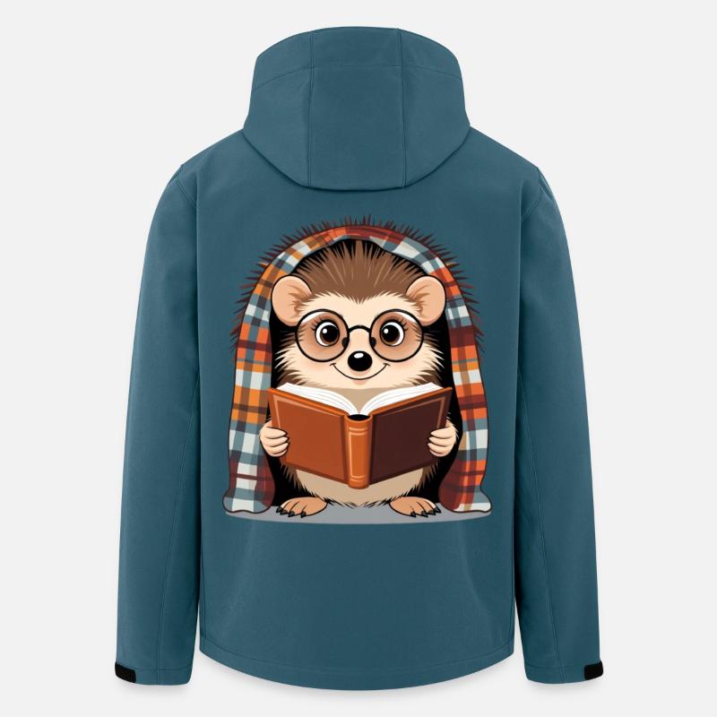 Igel liest Buch unter Plaid - Recycelte Männer Softshell-Jacke von Stanley/Stella - Dunkles Petrol