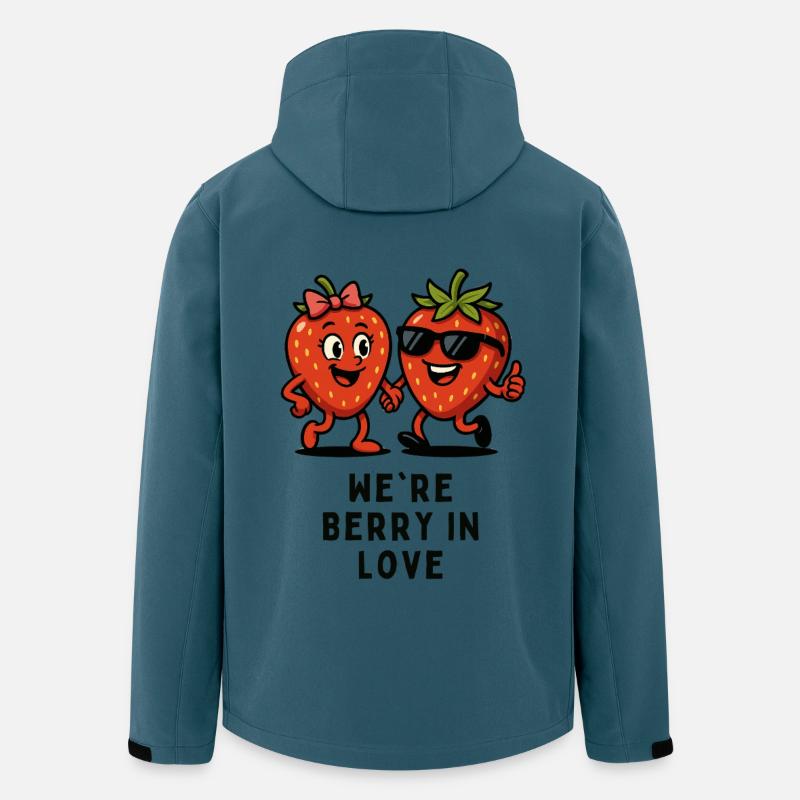Berry In Love Erdbeeren Früchte Illustrationen  - Recycelte Männer Softshell-Jacke von Stanley/Stella - Dunkles Petrol