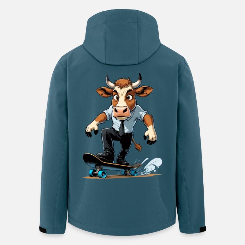 Kuh am Skateboard im Anzug - Recycelte Männer Softshell-Jacke von Stanley/Stella - Dunkles Petrol