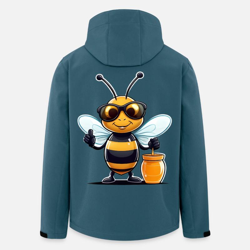 Sonnenbrillenbiene mit Honigpot - Recycelte Männer Softshell-Jacke von Stanley/Stella - Dunkles Petrol