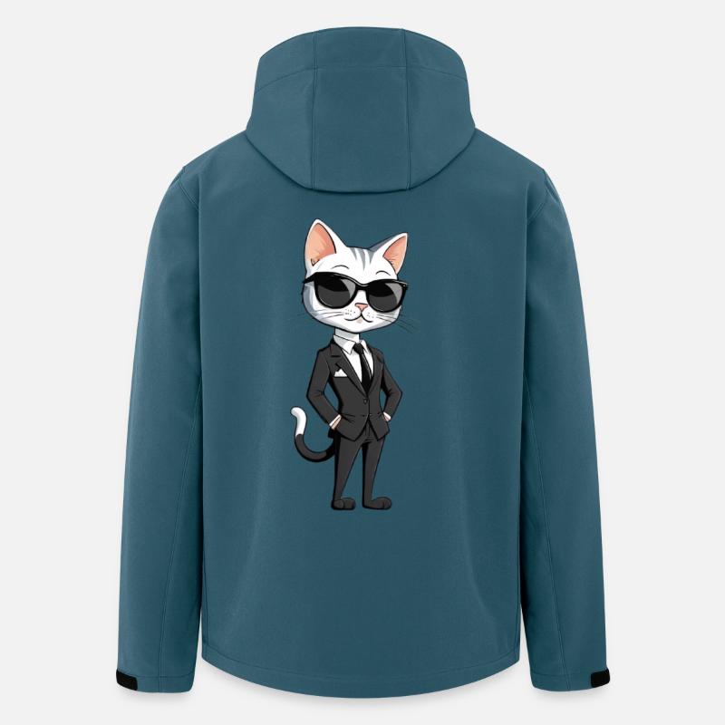 Héros chat élégant en costume - Veste softshell homme en polyester recyclé Stanley/Stella - bleu pétrole foncé