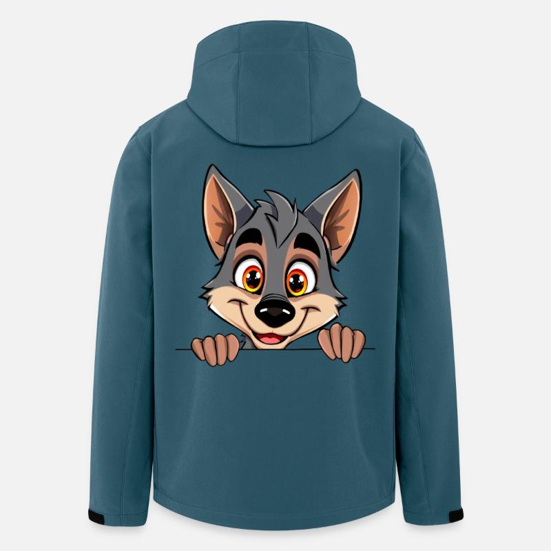 Kuscheliger Wolf blickt über Rand - Recycelte Männer Softshell-Jacke von Stanley/Stella - Dunkles Petrol