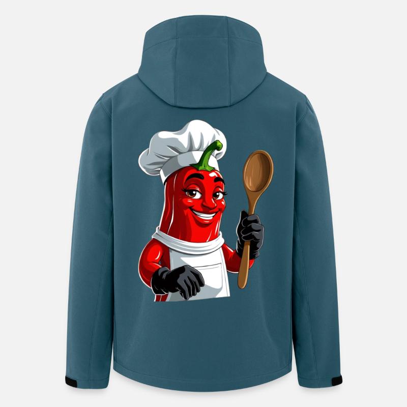 Chili Koch Cartoon Küchenheld - Recycelte Männer Softshell-Jacke von Stanley/Stella - Dunkles Petrol