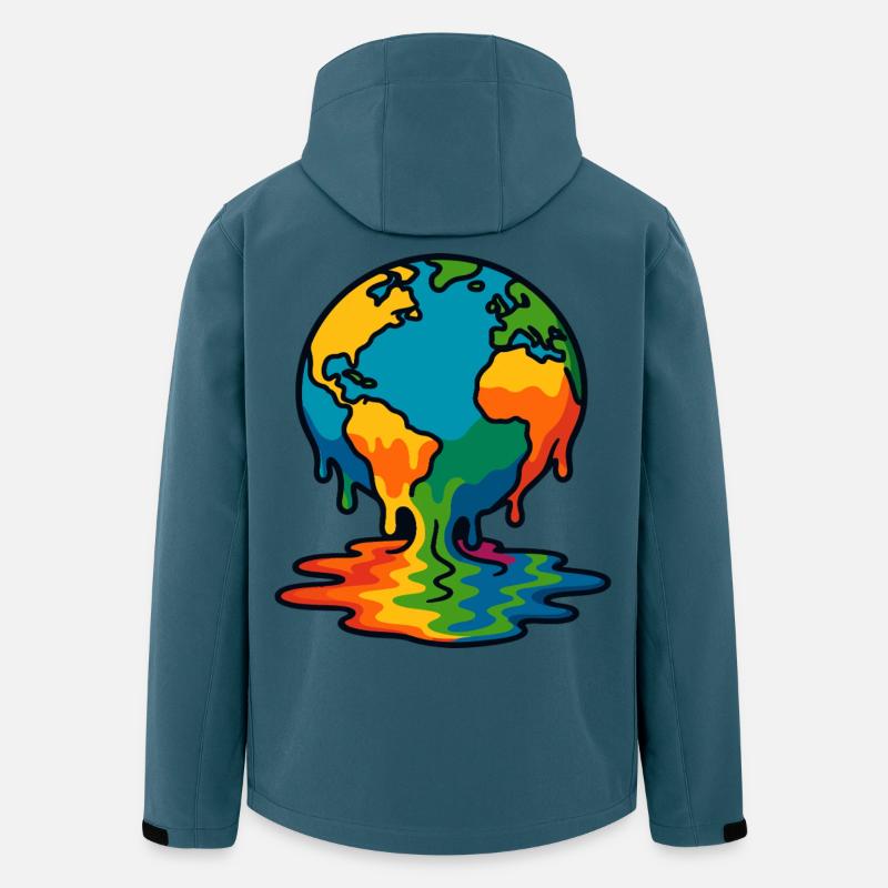 Regenbogen Erde Schmelzende Kugel - Recycelte Männer Softshell-Jacke von Stanley/Stella - Dunkles Petrol