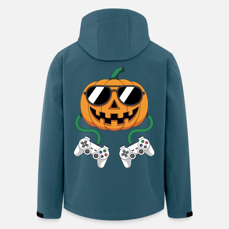 Gamer Halloween Gaming Kürbis Mit Controller - Recycelte Männer Softshell-Jacke von Stanley/Stella - Dunkles Petrol