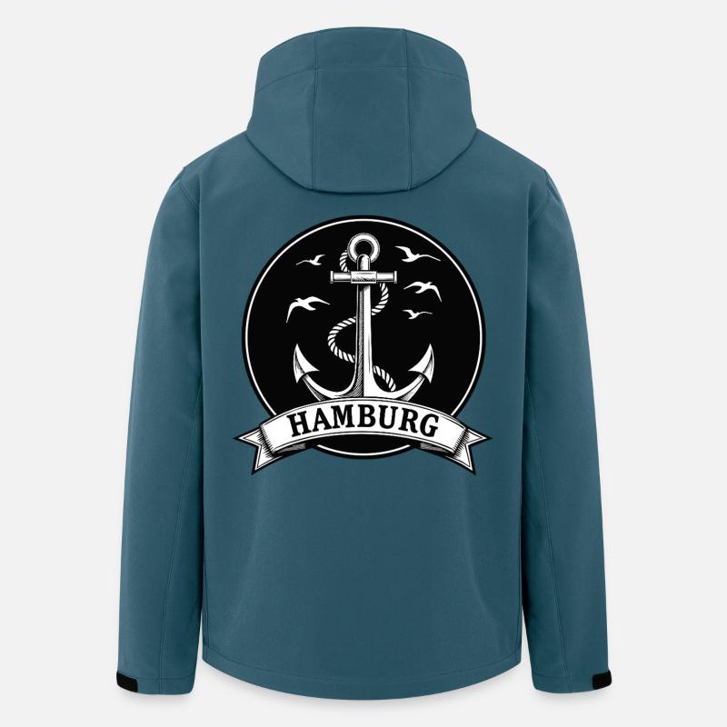 Hamburg Anker Maritimes Wappen Moin - Recycelte Männer Softshell-Jacke von Stanley/Stella - Dunkles Petrol