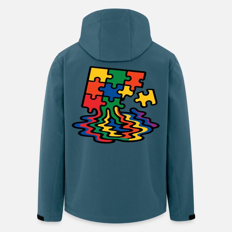 Regenbogen Puzzle Baum Splash - Recycelte Männer Softshell-Jacke von Stanley/Stella - Dunkles Petrol