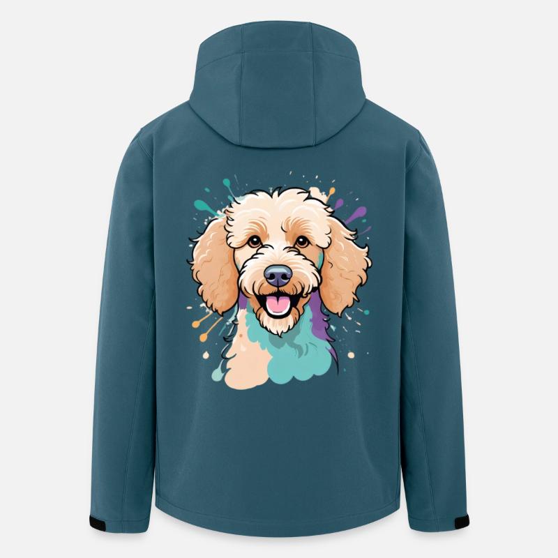 Bunter Pudel Portrait - Recycelte Männer Softshell-Jacke von Stanley/Stella - Dunkles Petrol