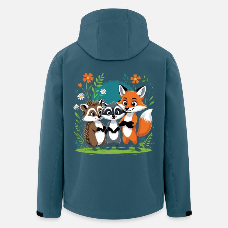 Waldfreunde Trio Fuchs Igel Waschbär - Recycelte Männer Softshell-Jacke von Stanley/Stella - Dunkles Petrol