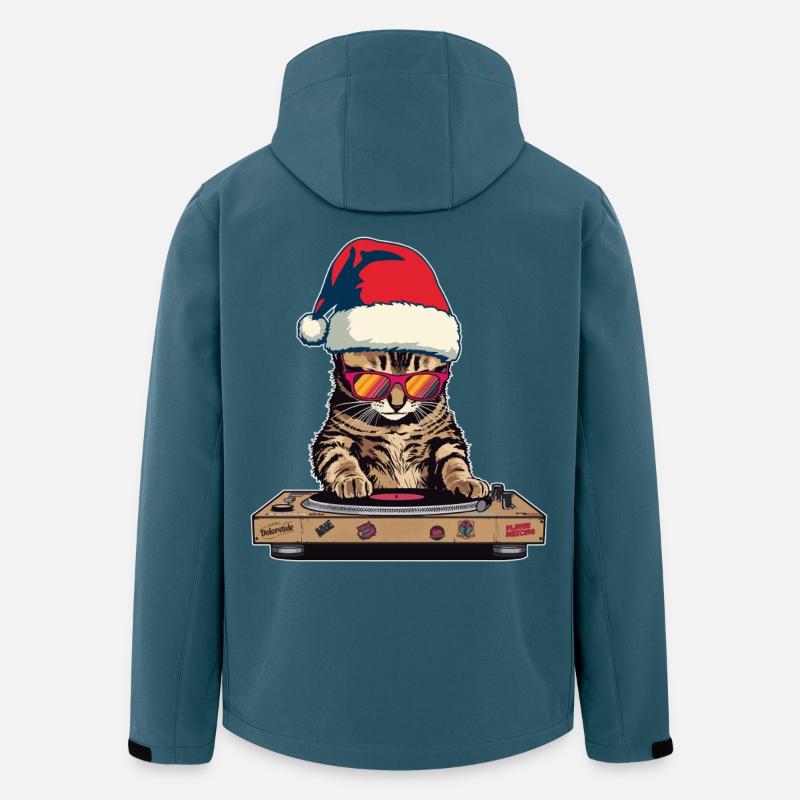 DJ Cat with Santa Hat - Men’s Recycled Softshell Jacket by Stanley/Stella - stargazer