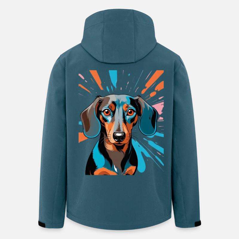 PopArt Dackel Farbschauer - Recycelte Männer Softshell-Jacke von Stanley/Stella - Dunkles Petrol