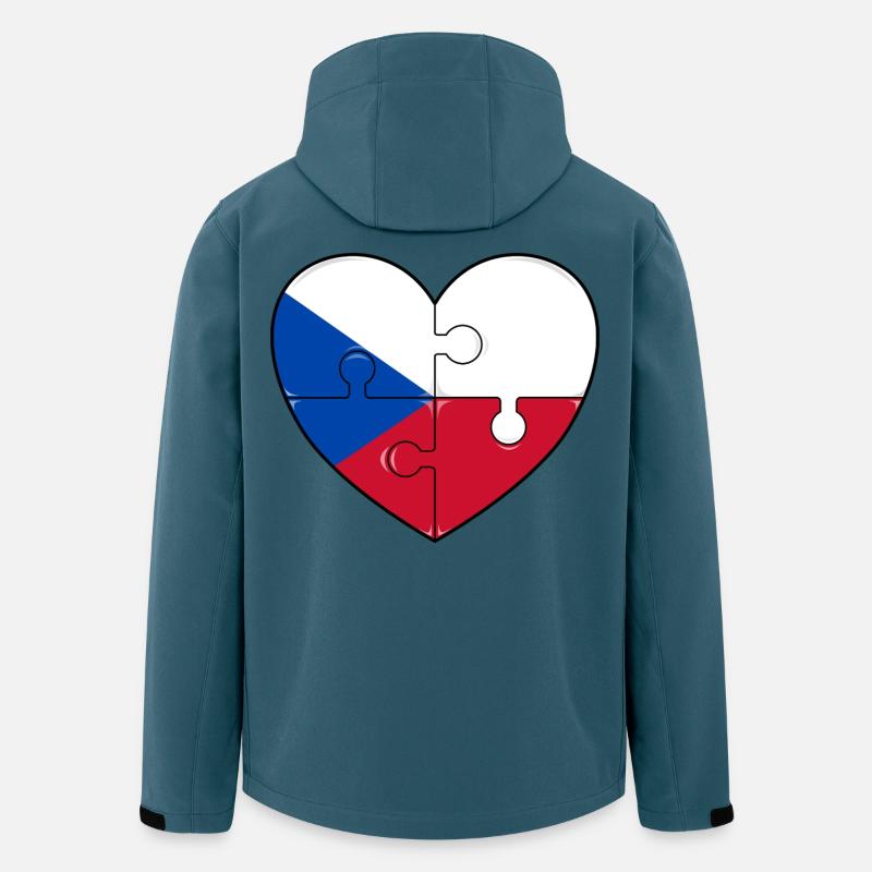 Tschechien Flagge Herz Puzzle - Recycelte Männer Softshell-Jacke von Stanley/Stella - Dunkles Petrol