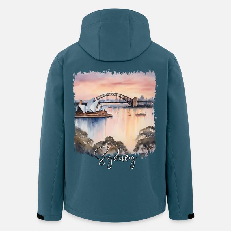 Sydney Aquarell, Sydney Australien - Recycelte Männer Softshell-Jacke von Stanley/Stella - Dunkles Petrol