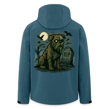 Zombie Bulldogge - Untoter Hund Halloween Design. - Recycelte Männer Softshell-Jacke von Stanley/Stella - Dunkles Petrol - Hinten - AI Model Male 185 light (185cm)