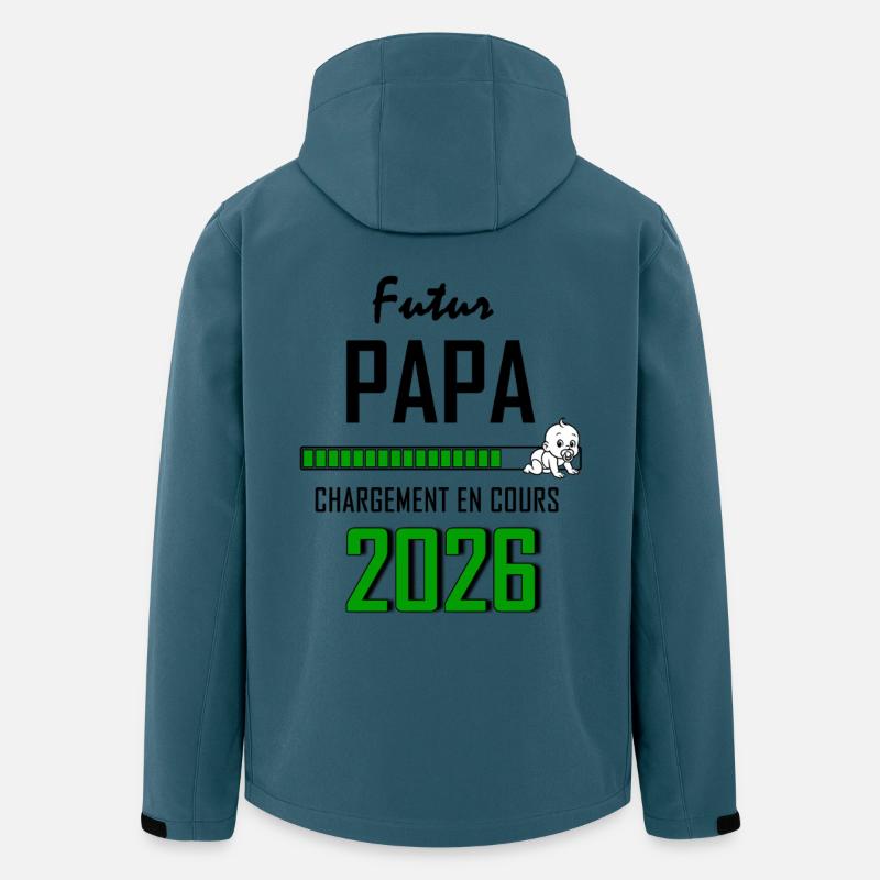 Futur PAPA Countdown 2026 Vert Bébé - Veste softshell homme en polyester recyclé Stanley/Stella - bleu pétrole foncé