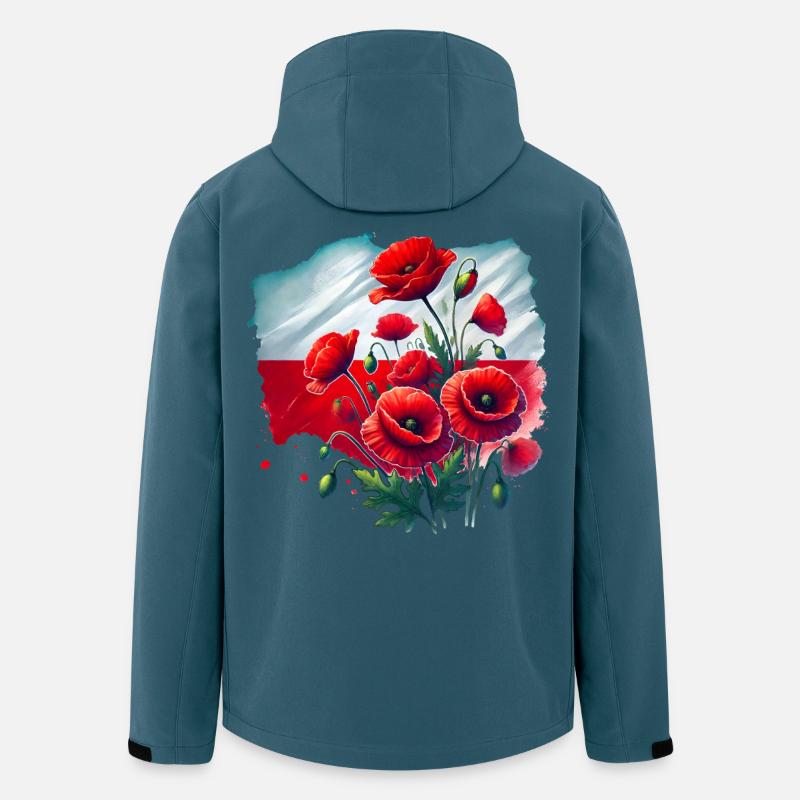Polnische Mohnblumen Nationalflagge Kunst - Recycelte Männer Softshell-Jacke von Stanley/Stella - Dunkles Petrol