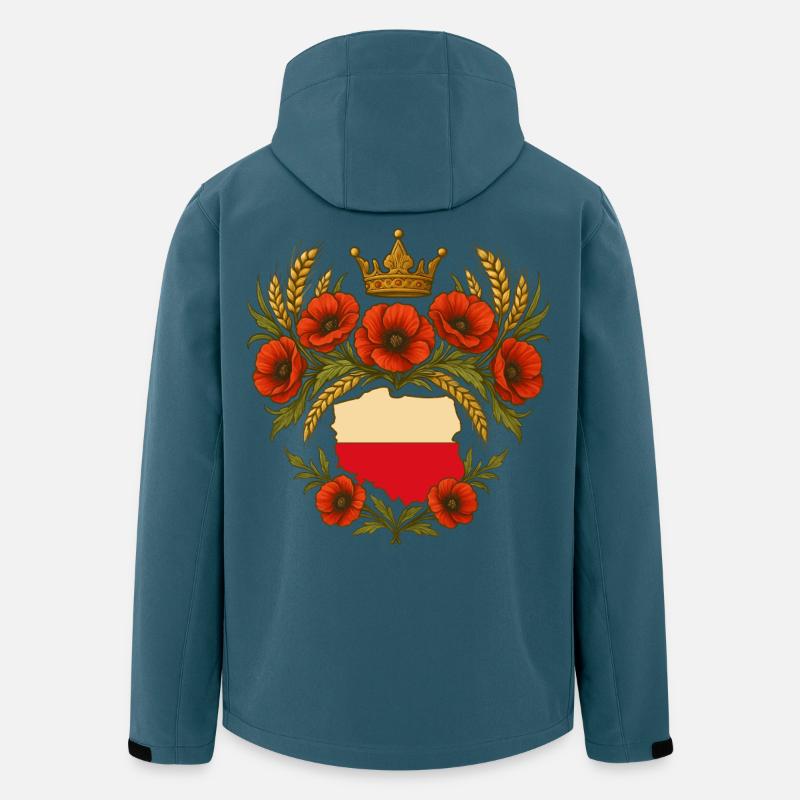 Polish Map Crown with Poppies Design - Men’s Recycled Softshell Jacket by Stanley/Stella - stargazer