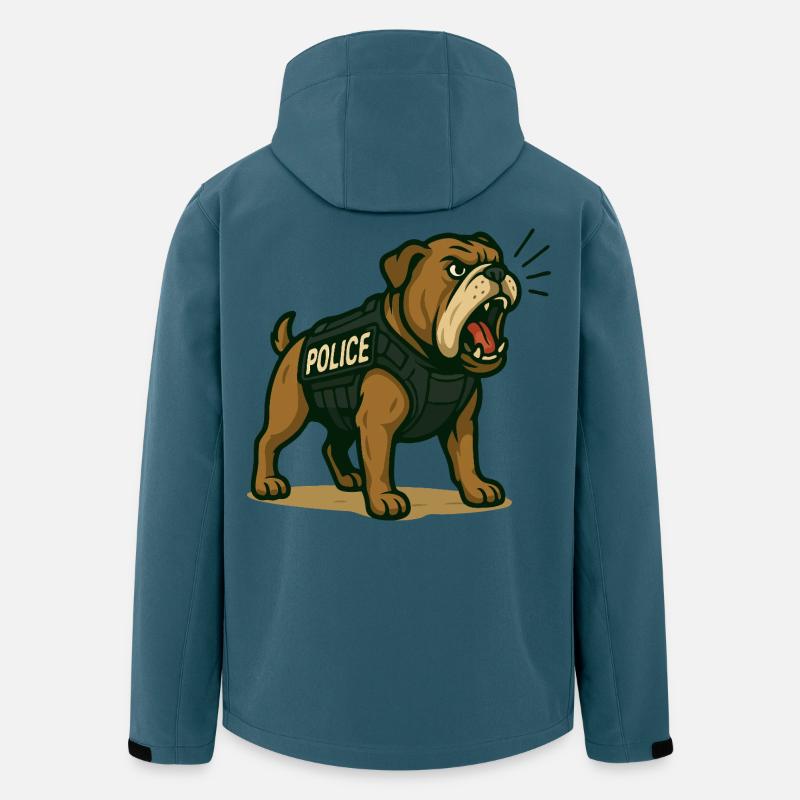 Polizei Bulldogge Illustration - Recycelte Männer Softshell-Jacke von Stanley/Stella - Dunkles Petrol