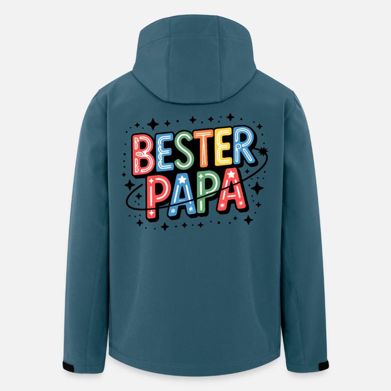 Bester Papa Neon Farbiges Design - Recycelte Männer Softshell-Jacke von Stanley/Stella - Dunkles Petrol