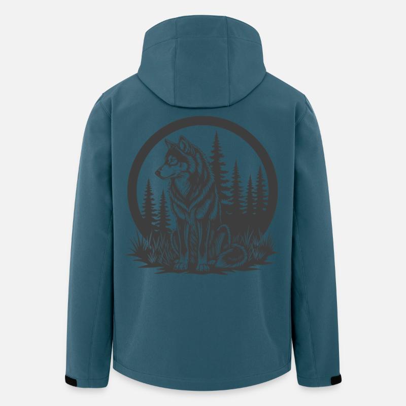 Waldwolf Silhouette im Kreis - Recycelte Männer Softshell-Jacke von Stanley/Stella - Dunkles Petrol