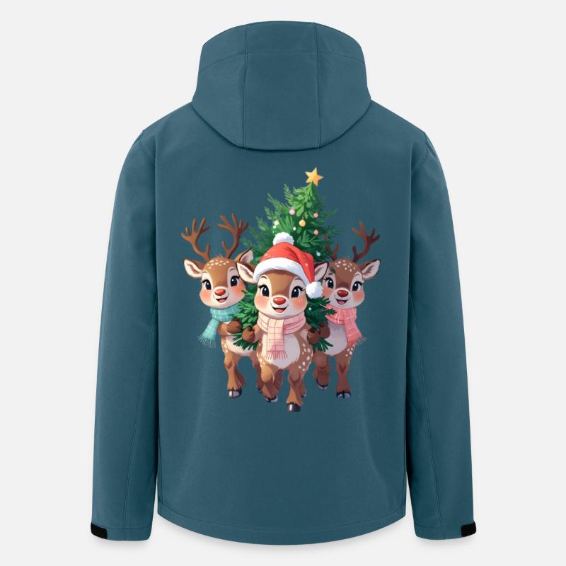 Rentier Trio mit Weihnachtsbaum - Recycelte Männer Softshell-Jacke von Stanley/Stella - Dunkles Petrol