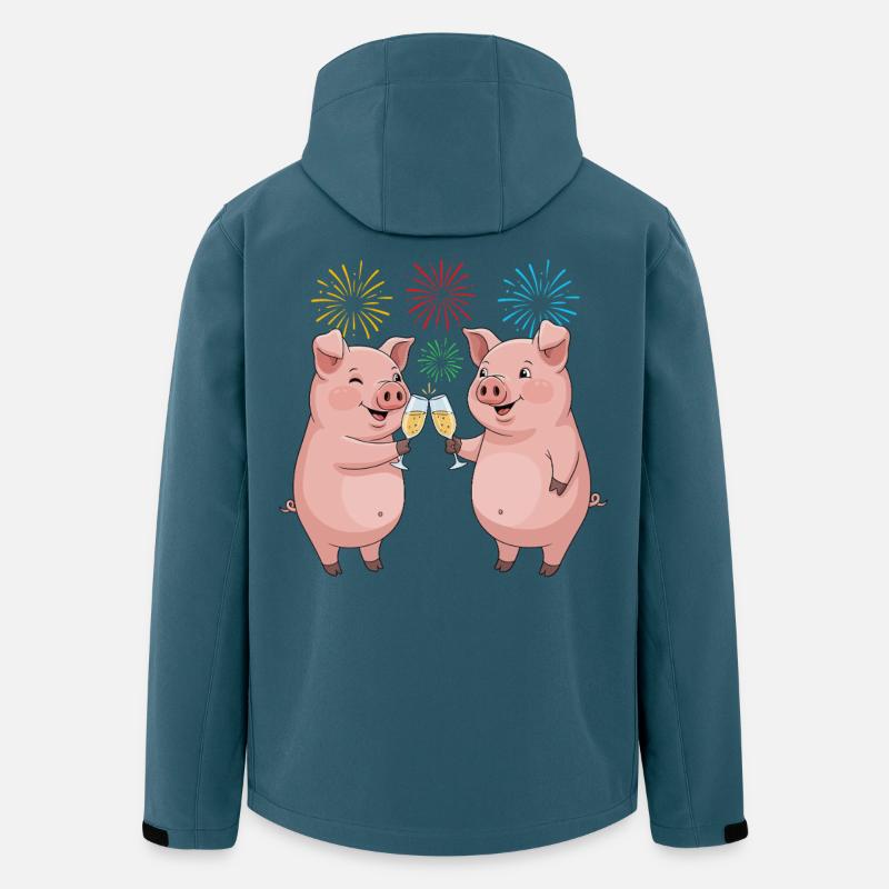 Glückliches Schwein Neujahrsparty - Recycelte Männer Softshell-Jacke von Stanley/Stella - Dunkles Petrol