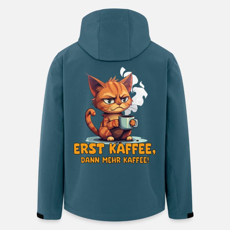 Dicton de café Grim Cat - Veste softshell homme en polyester recyclé Stanley/Stella - bleu pétrole foncé