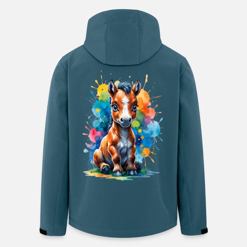 Regenbogenpony im Farbklecks - Recycelte Männer Softshell-Jacke von Stanley/Stella - Dunkles Petrol
