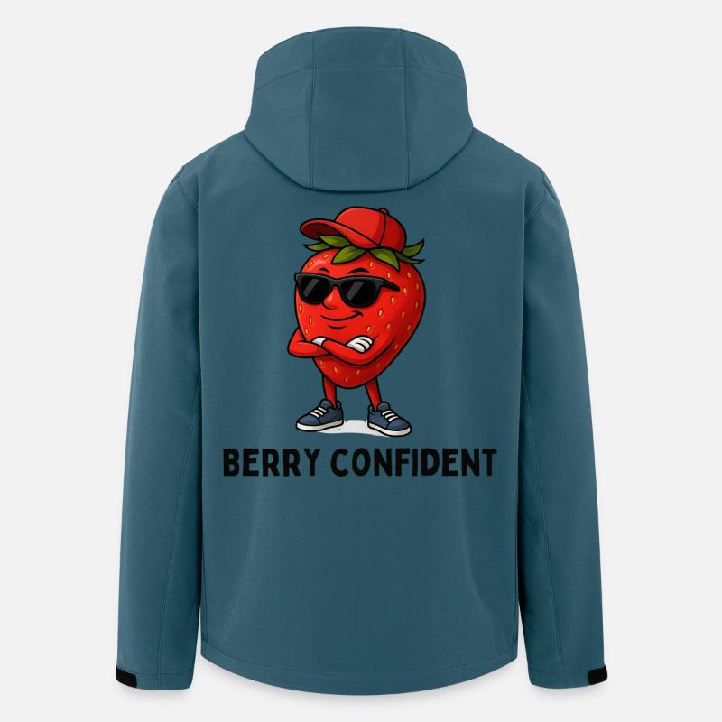  Erdbeere Selbstbewusst Karikatur  - Recycelte Männer Softshell-Jacke von Stanley/Stella - Dunkles Petrol