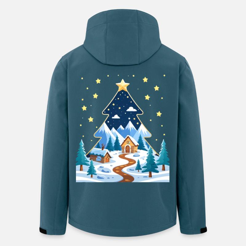 Winterwald im Sternbaum-Design - Recycelte Männer Softshell-Jacke von Stanley/Stella - Dunkles Petrol
