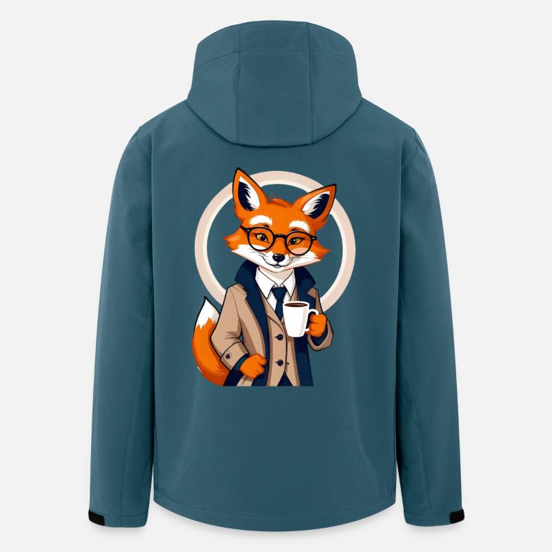 Fuchs im Anzug mit Kaffee - Recycelte Männer Softshell-Jacke von Stanley/Stella - Dunkles Petrol