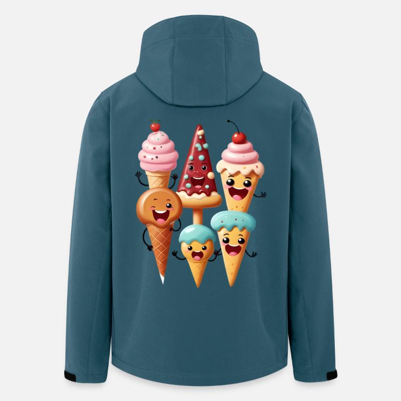 Kawaii Eiscreme Freunde Cartoon - Recycelte Männer Softshell-Jacke von Stanley/Stella - Dunkles Petrol