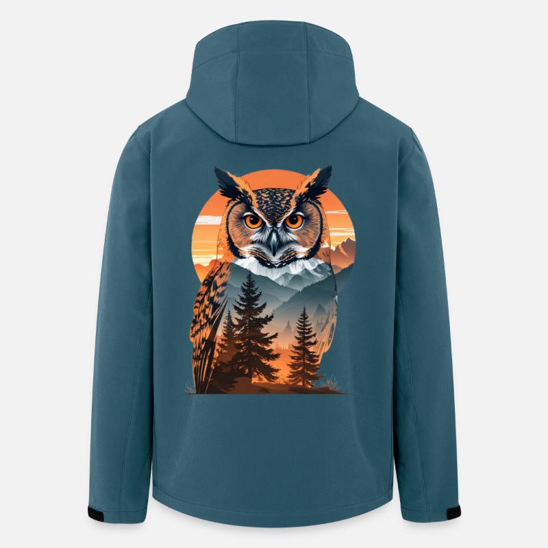 Weise Eule im Abendlicht - Recycelte Männer Softshell-Jacke von Stanley/Stella - Dunkles Petrol