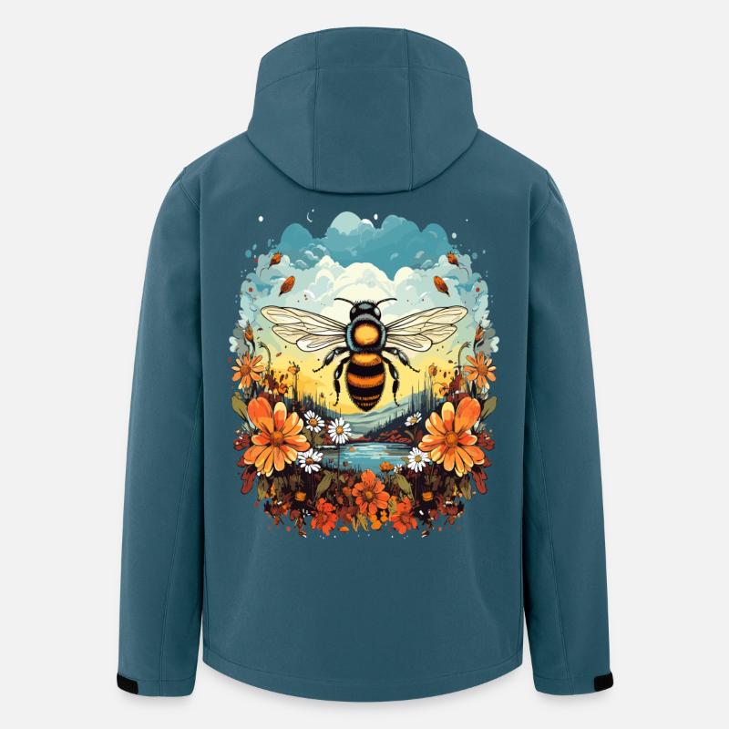 Bienenlicht über Blütenwiese - Recycelte Männer Softshell-Jacke von Stanley/Stella - Dunkles Petrol