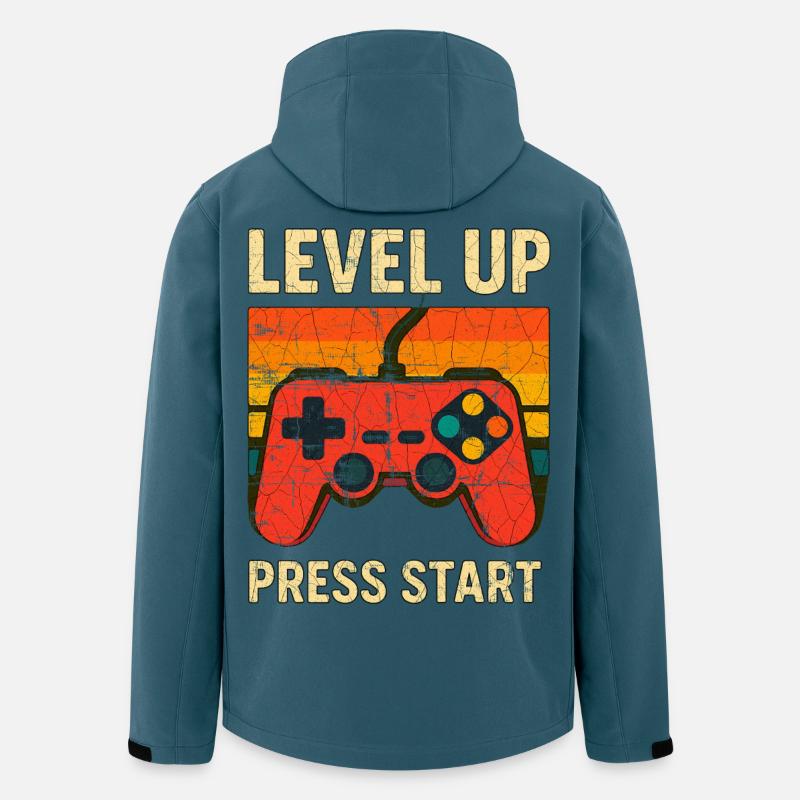 Montée de niveau Rétro Controller Art - Veste softshell homme en polyester recyclé Stanley/Stella - bleu pétrole foncé