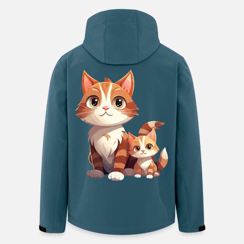 Chat amitié dessin animé Style chat - Veste softshell homme en polyester recyclé Stanley/Stella - bleu pétrole foncé