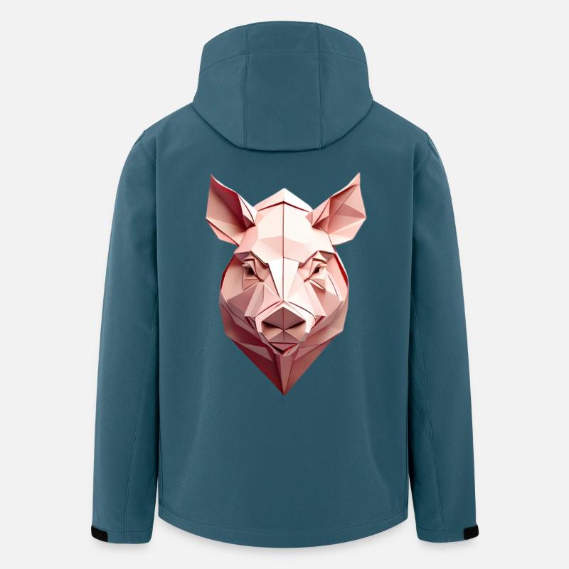 Low Poly Tête de Cochon Rose - Veste softshell homme en polyester recyclé Stanley/Stella - bleu pétrole foncé