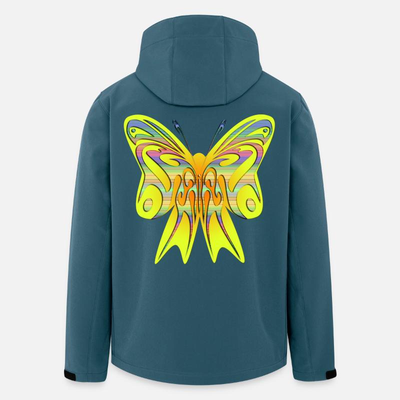 Bunter Neon Schmetterling auf Schleife - Recycelte Männer Softshell-Jacke von Stanley/Stella - Dunkles Petrol