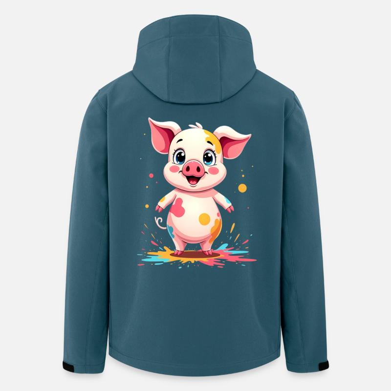 Fröhliches Farbenspiel Ferkel - Recycelte Männer Softshell-Jacke von Stanley/Stella - Dunkles Petrol