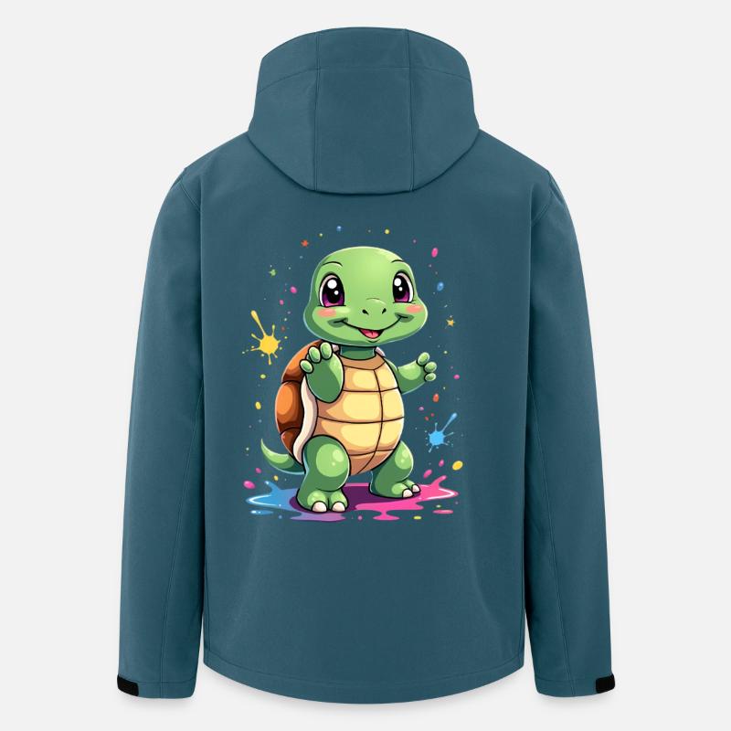 Schildkröte Farbspritzer Spaß - Recycelte Männer Softshell-Jacke von Stanley/Stella - Dunkles Petrol