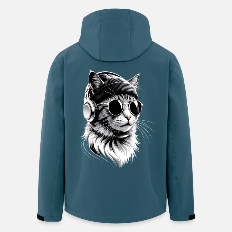 Katzen-DJ mit Kopfhörern - Recycelte Männer Softshell-Jacke von Stanley/Stella - Dunkles Petrol
