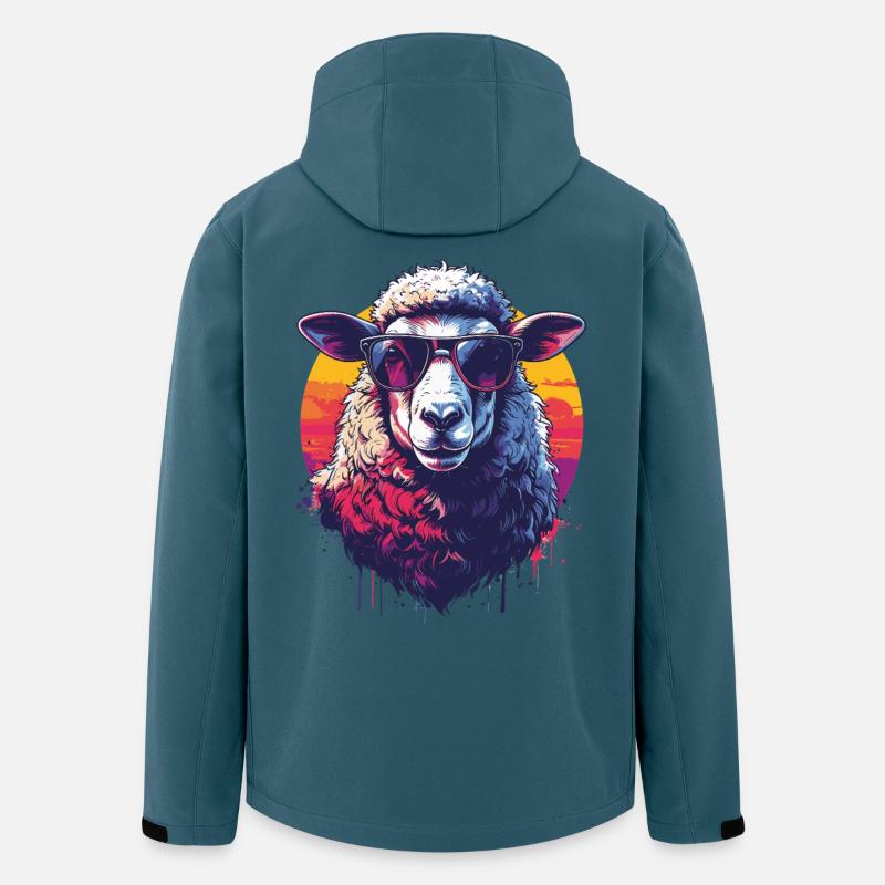 Mouton rétro cool avec des lunettes - Veste softshell homme en polyester recyclé Stanley/Stella - bleu pétrole foncé